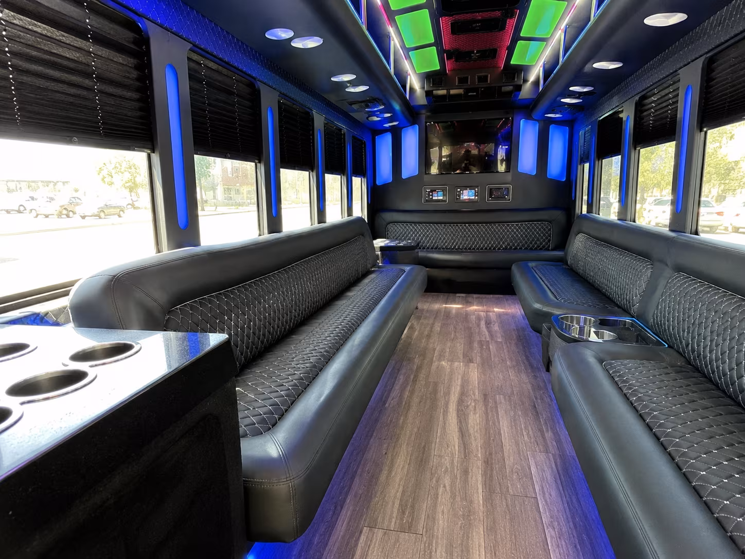 huntington park 15 passenger party bus inside