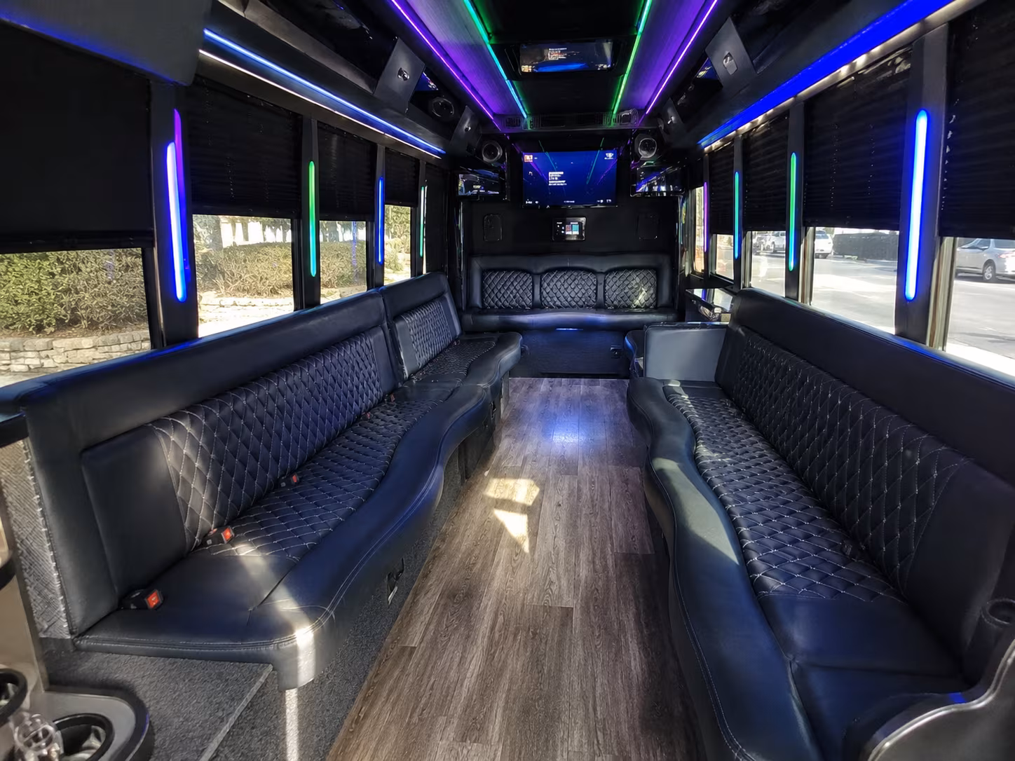 huntington park 15 passenger party bus interior