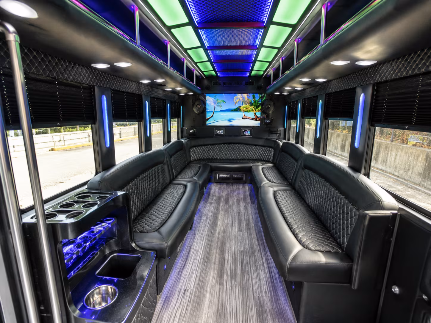 huntington park 18 passenger party bus inside