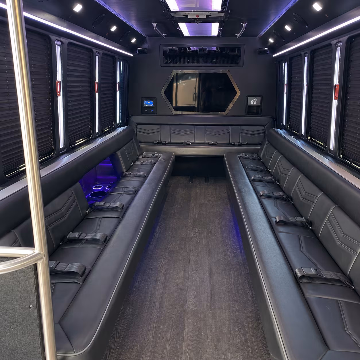 huntington park 18 passenger party bus interior