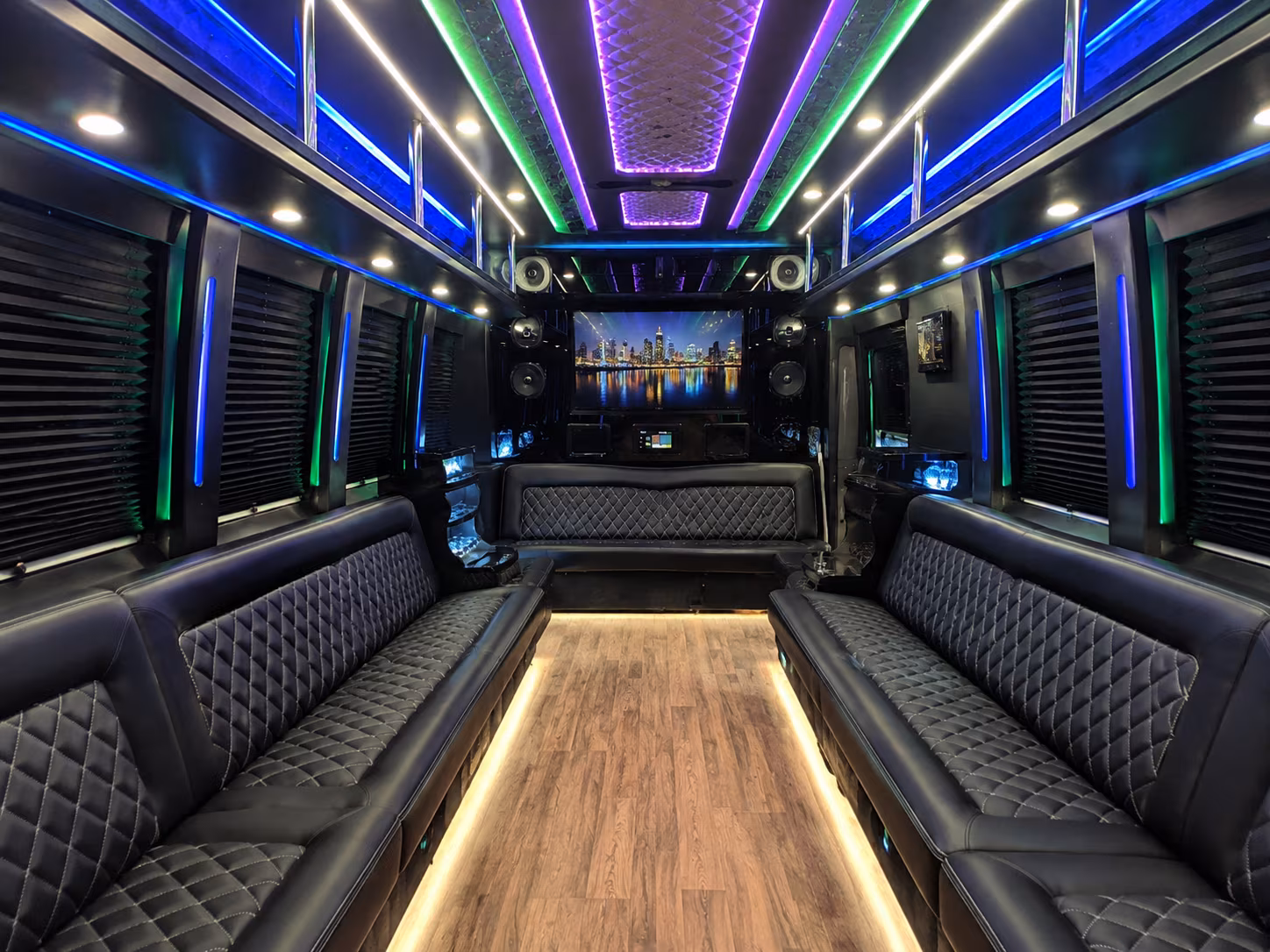 huntington park 25 passenger party bus interior