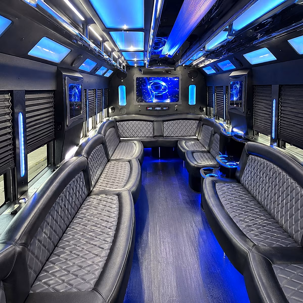huntington park 50 passenger party bus interior