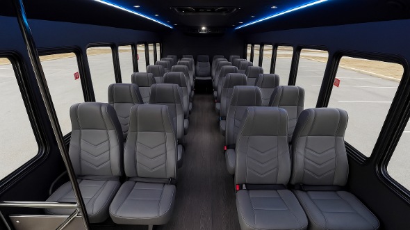 Interior of Charter Bus Company Huntington Park's 15 Passenger Minibus in Huntington Park