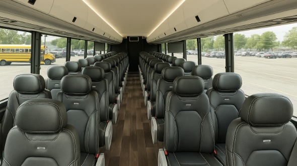 Interior of Charter Bus Company Huntington Park's 28 Passenger Mini bus in Huntington Park