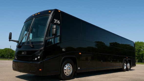 Exterior of Charter Bus Company Huntington Park's 55 Passenger Charter Bus in Huntington Park
