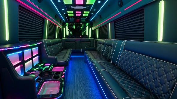 Interior of Charter Bus Company Huntington Park's Party Bus in Huntington Park